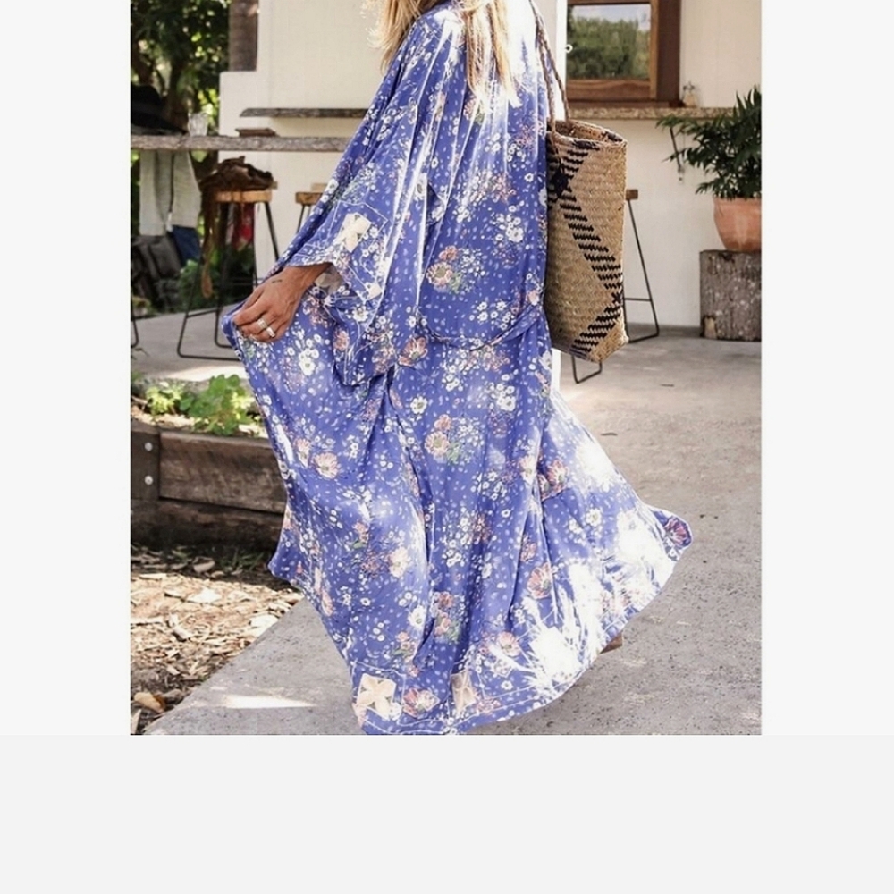 Spell Sundancer maxi  kimono duster blue